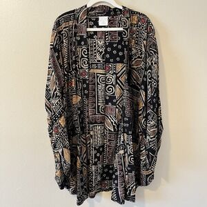 Women's Coverup Open Fron Cardigan Lagenlook Beach Retro Art To Wear Plus 2x 3x